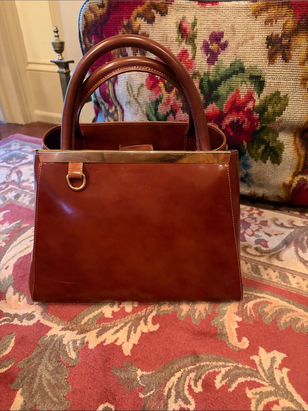 Chocolate brown leather handbag
